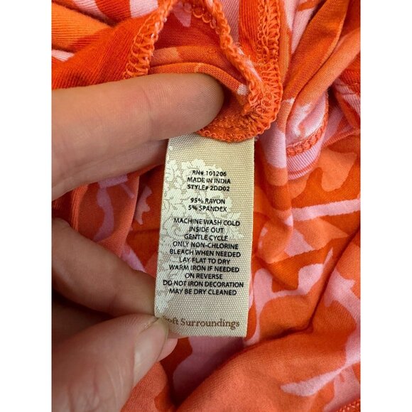 Soft Surroundings Med Tropical Palm Beaded Tunic Top Del Rio Orange resortwear - Picture 6 of 11